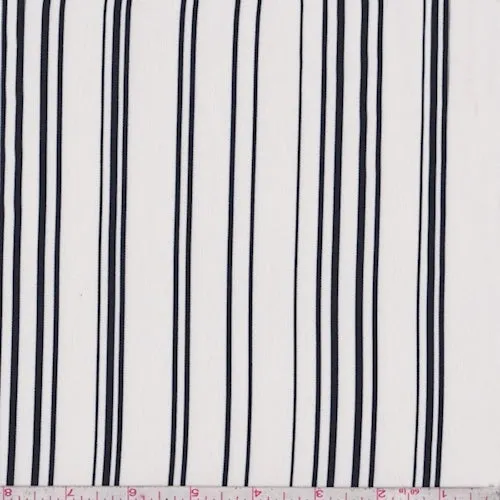 1 3/4 YD PC-White/Dark Navy Stripe Crepe Georgette Fabric