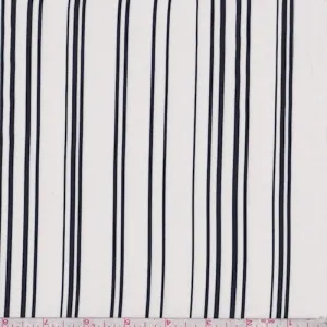 1 3/4 YD PC-White/Dark Navy Stripe Crepe Georgette Fabric