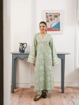 2 Piece - Digital Printed Embroidered Cambric Suit S110323