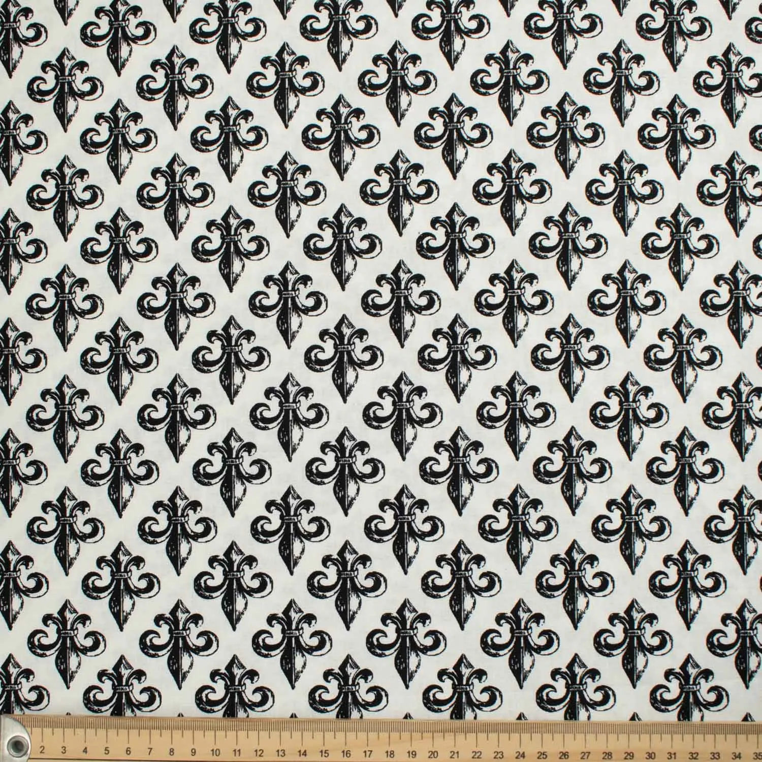 Abstract & Novelty Collection Black Fleur De Lys on Grey Cotton Prints