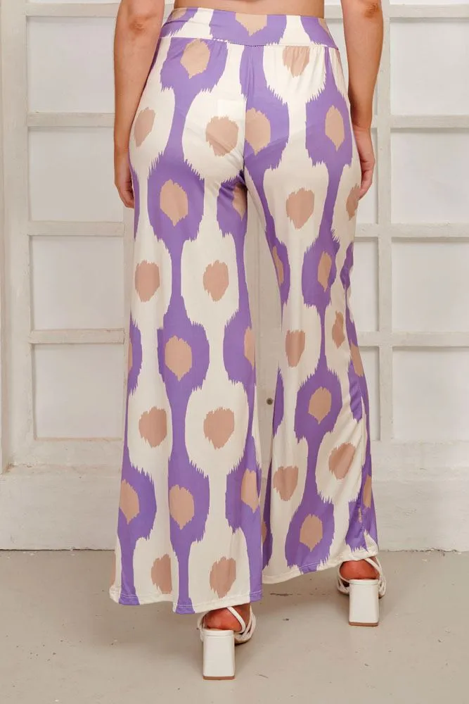 Abstract Print Wide Leg Palazzo