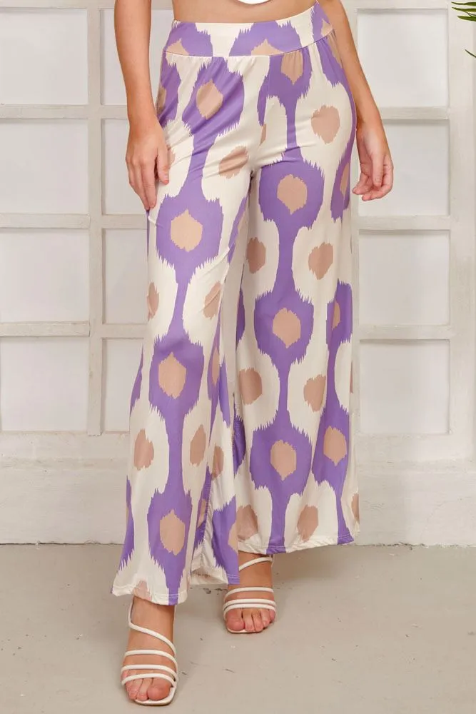 Abstract Print Wide Leg Palazzo