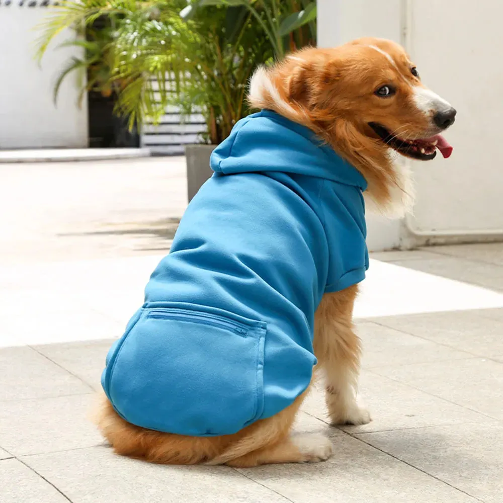 Active Canine Style: Sport Dog Hoodies for Medium and Large Dogs - Warm Fleece Sweatshirt with Hood and Pocket for Winter Pet Outfits