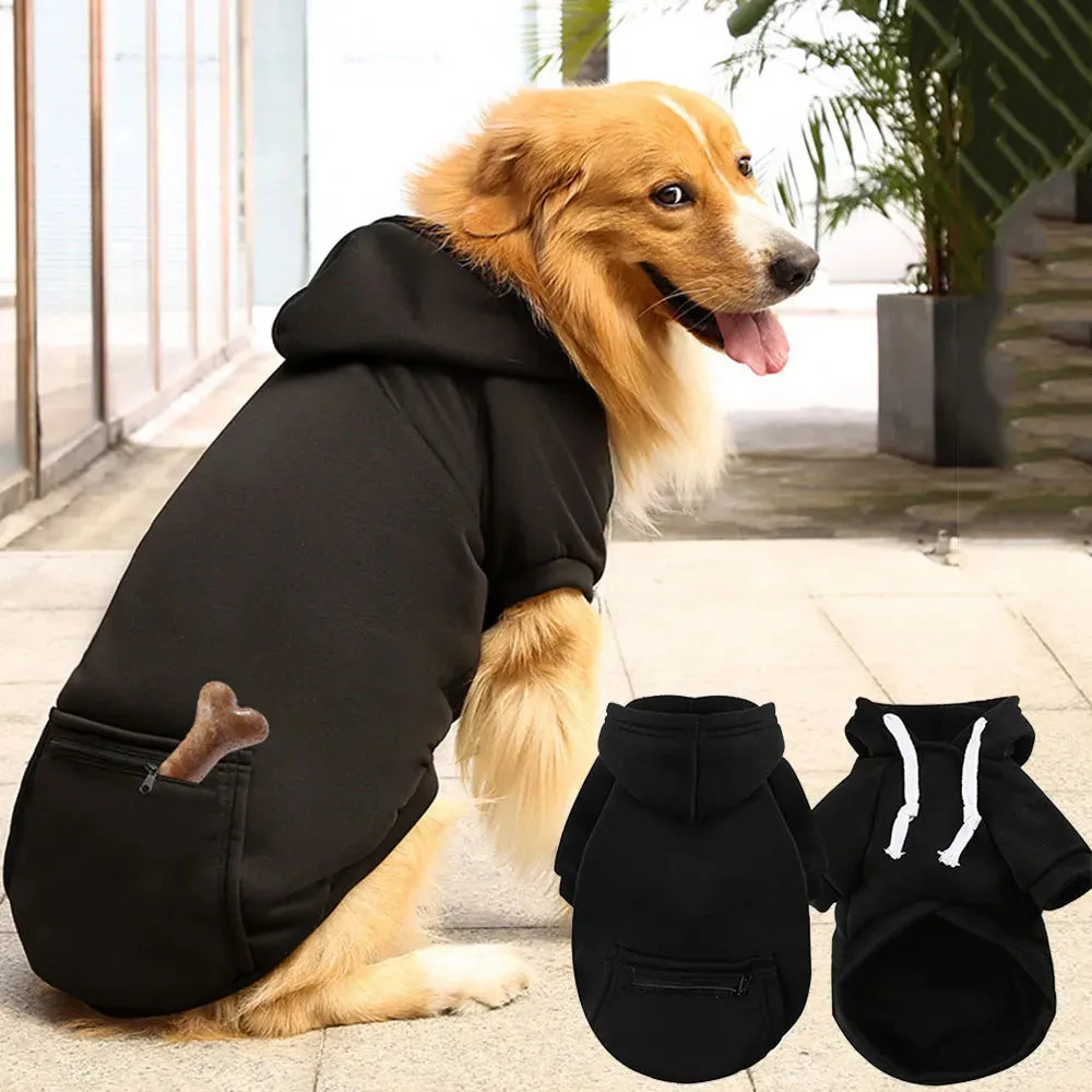 Active Canine Style: Sport Dog Hoodies for Medium and Large Dogs - Warm Fleece Sweatshirt with Hood and Pocket for Winter Pet Outfits