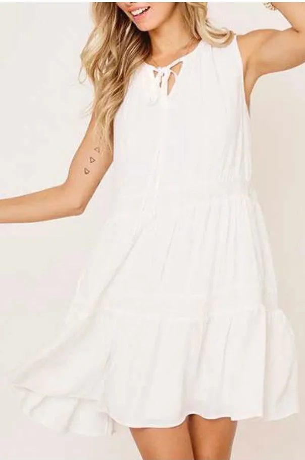 Adeline White Sleeveless Tunic Dress