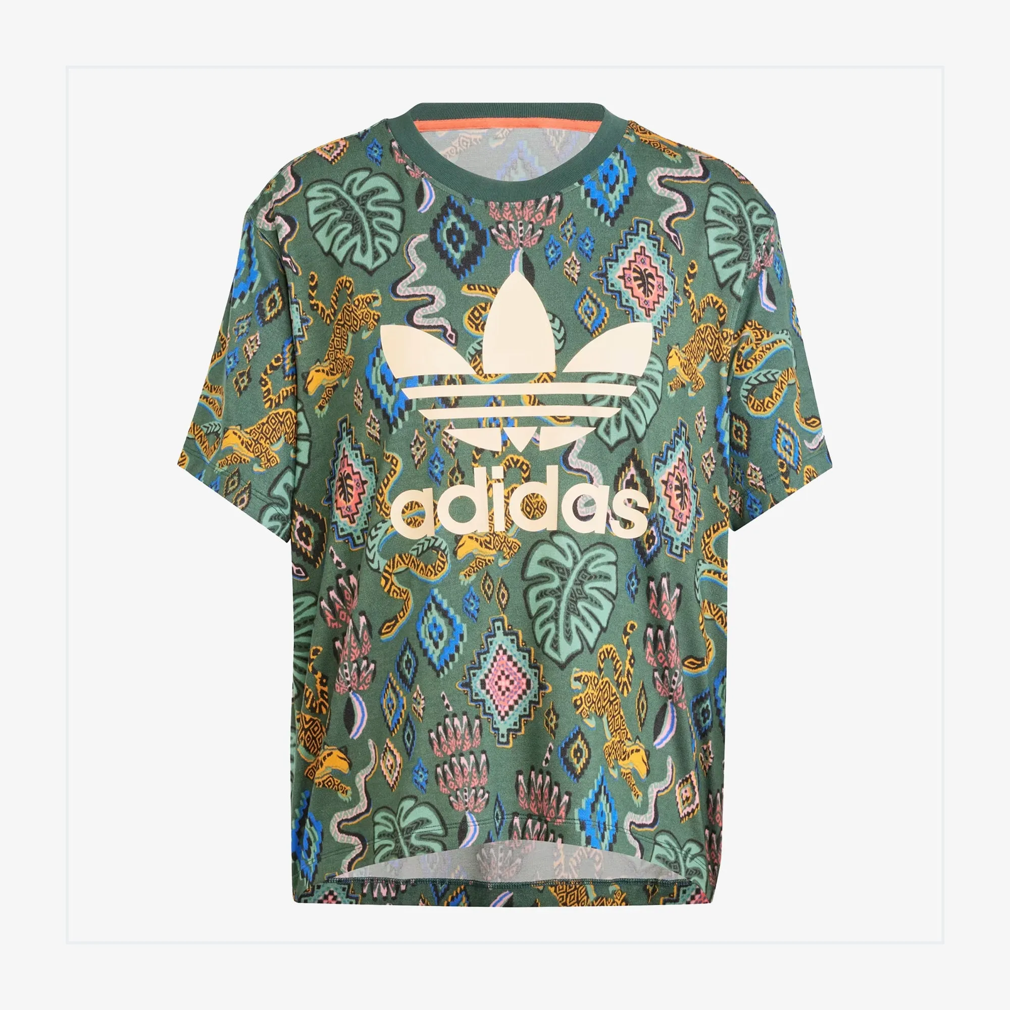 ADIDAS ORIGINALS | x FARM RIO TREFOIL TEE { GREEN