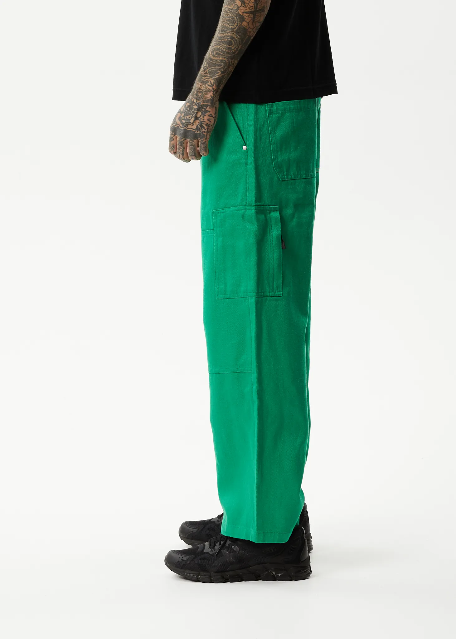 AFENDS Mens Sleepy Hollow Richmond - Twill Baggy Carpenter Pants - Forest