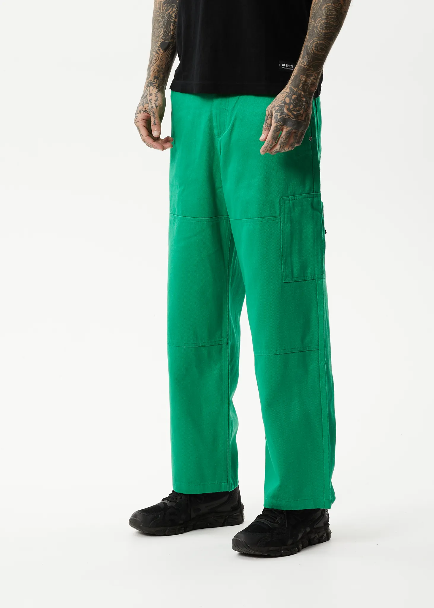 AFENDS Mens Sleepy Hollow Richmond - Twill Baggy Carpenter Pants - Forest