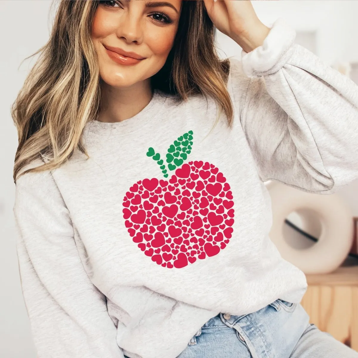 Apple of Hearts Wholesale Crewneck Sweatshirt