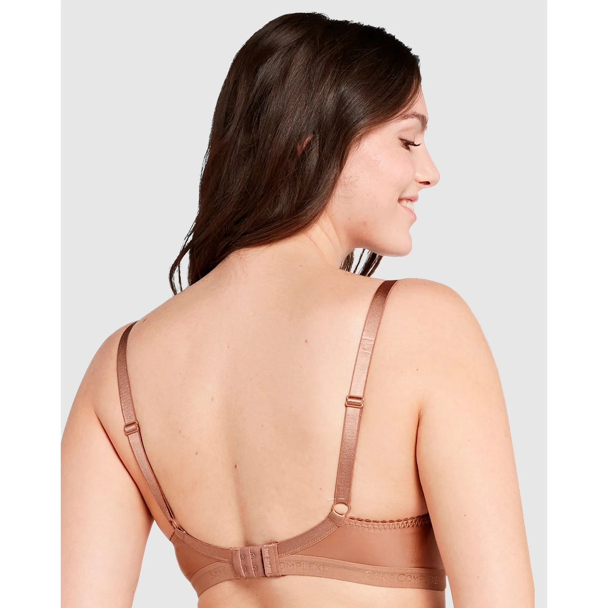 Arum Gloss Wired Half Cup Longline Bra with Lace-Mocha Mousse