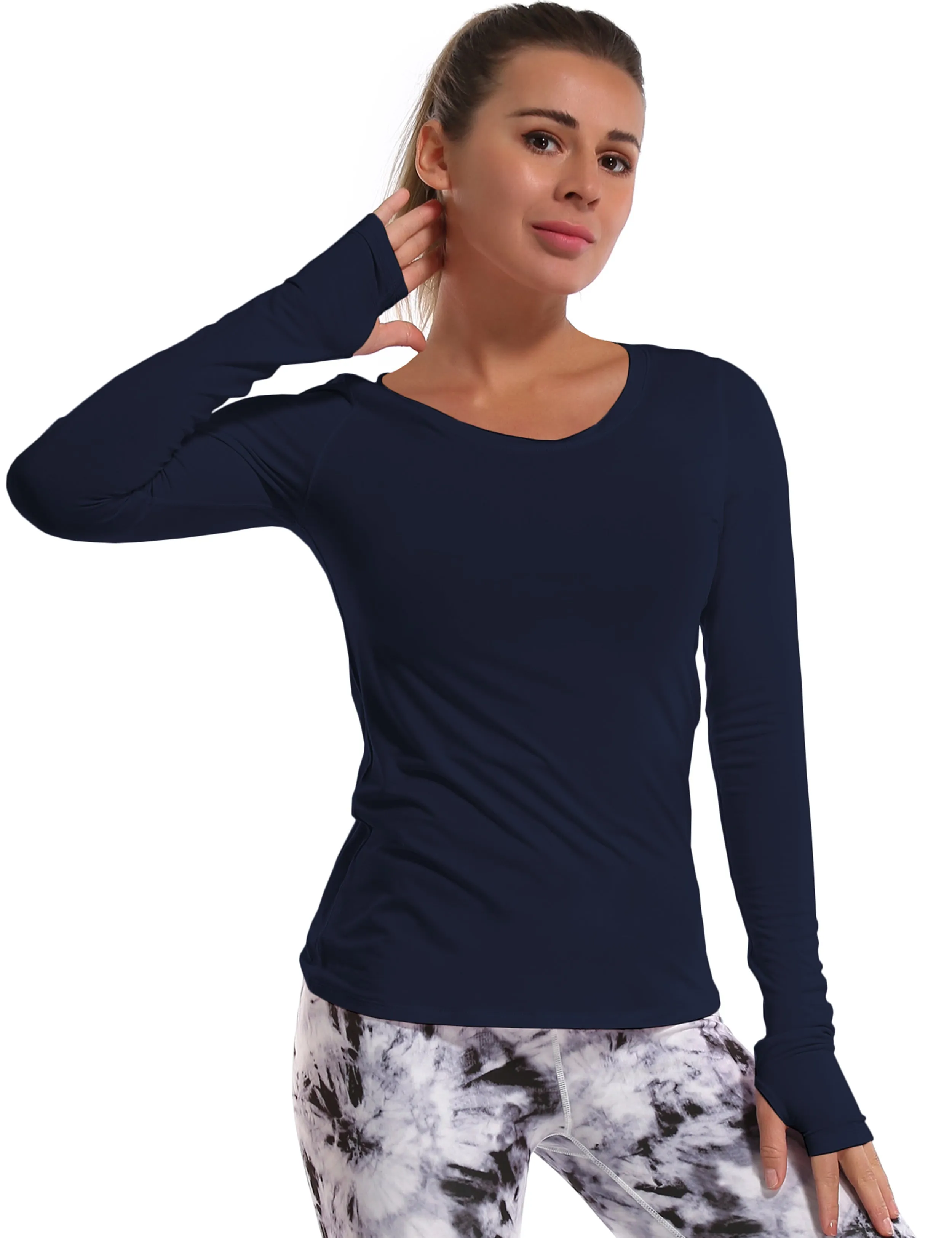 Athlete Long Sleeve Tops darknavy_yoga