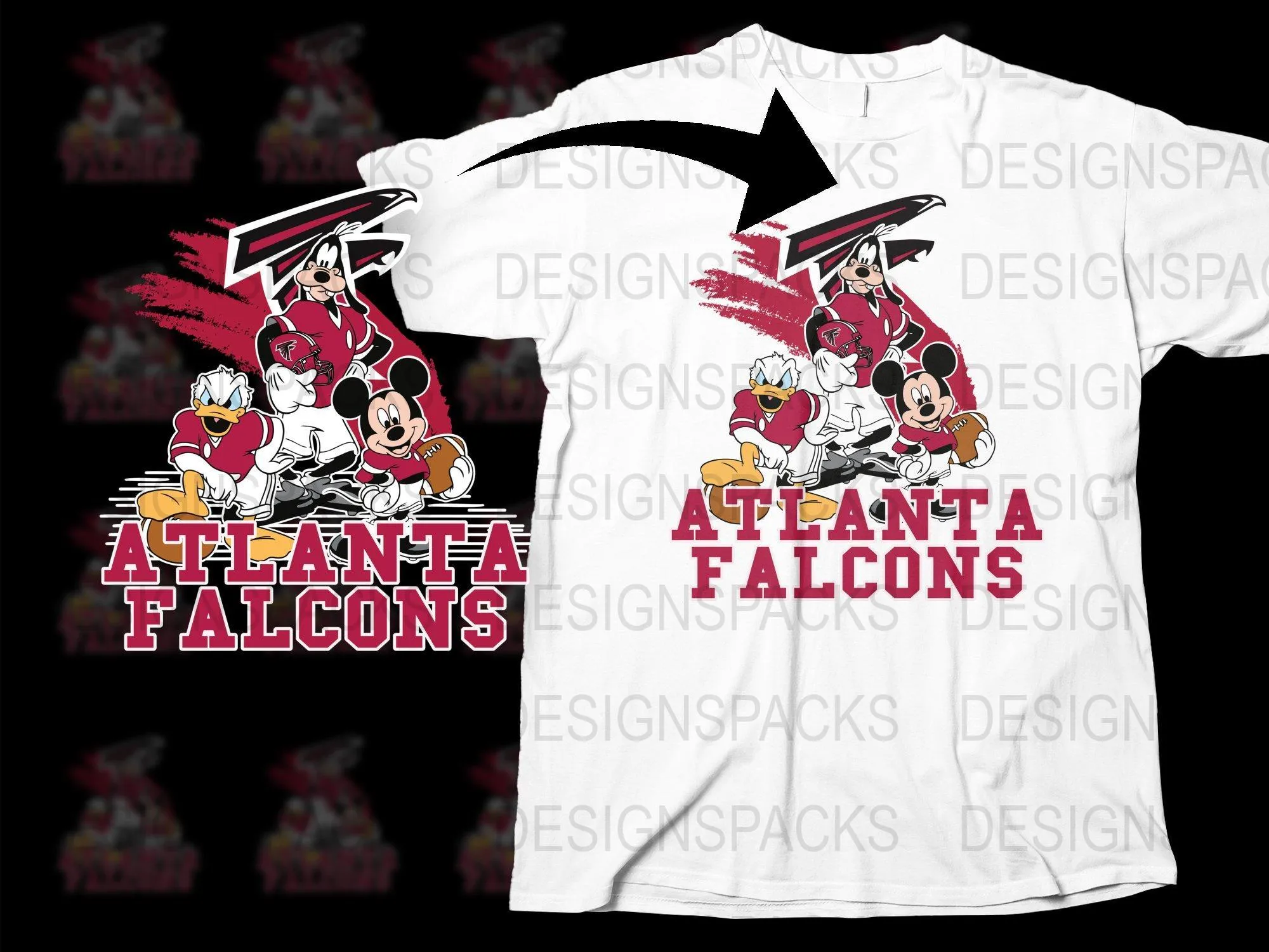 Atlanta Falcons NFL Mickey's Friends Fan Png Digital Download