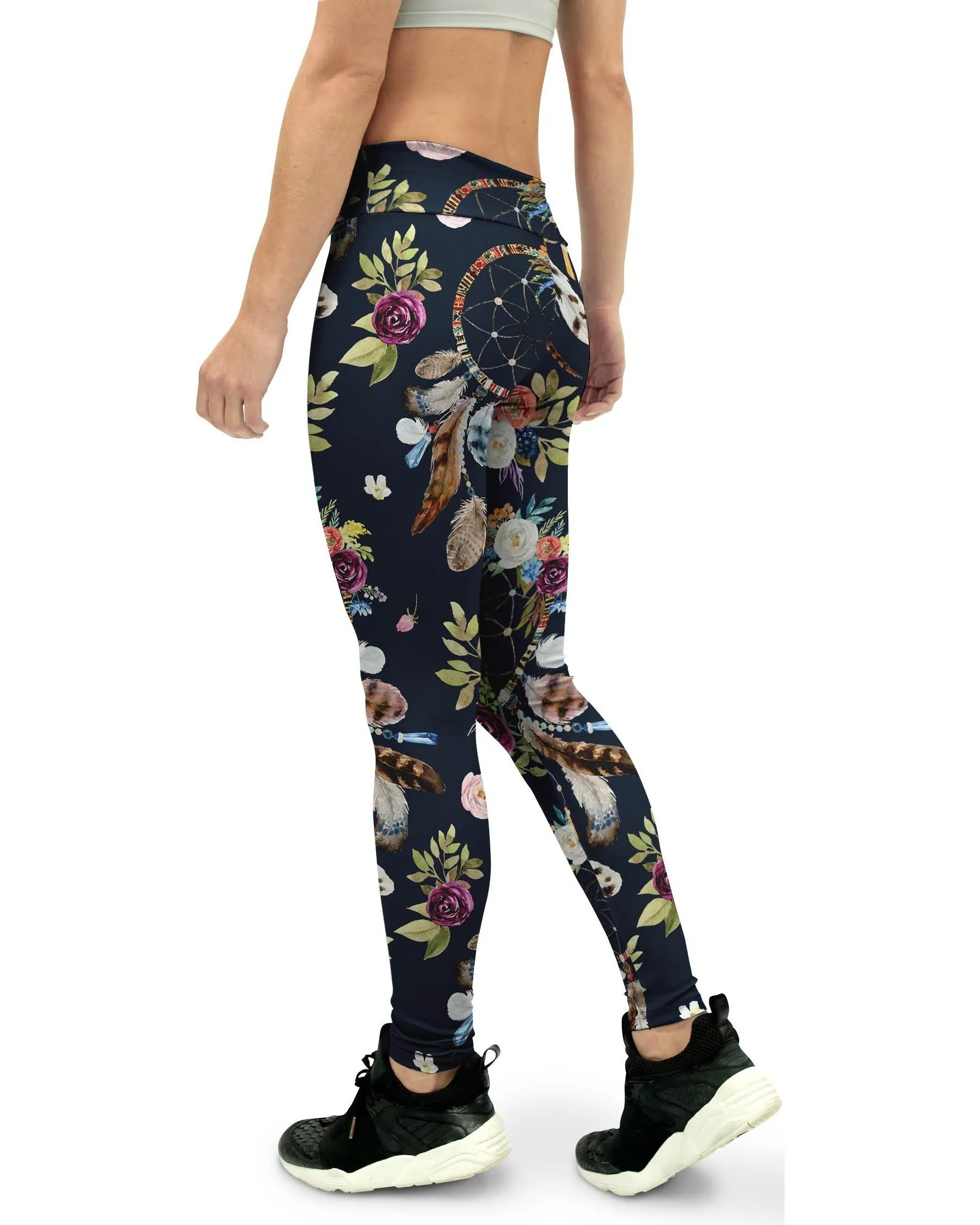 Boho Dreamcatcher and Flowers Yoga Pants