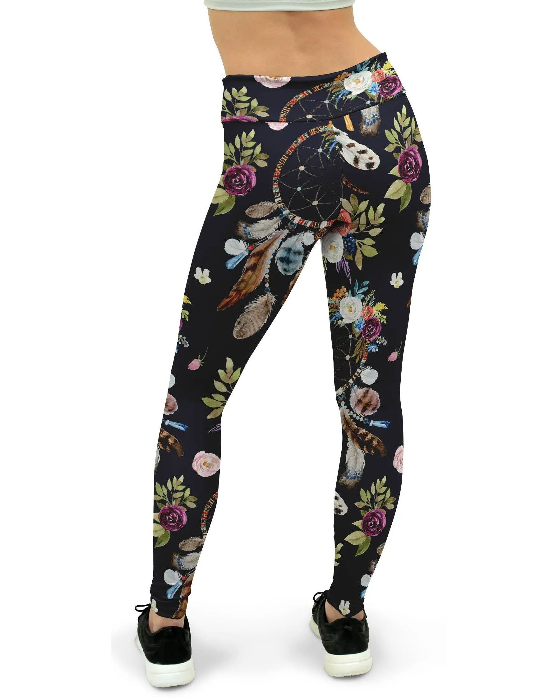 Boho Dreamcatcher and Flowers Yoga Pants