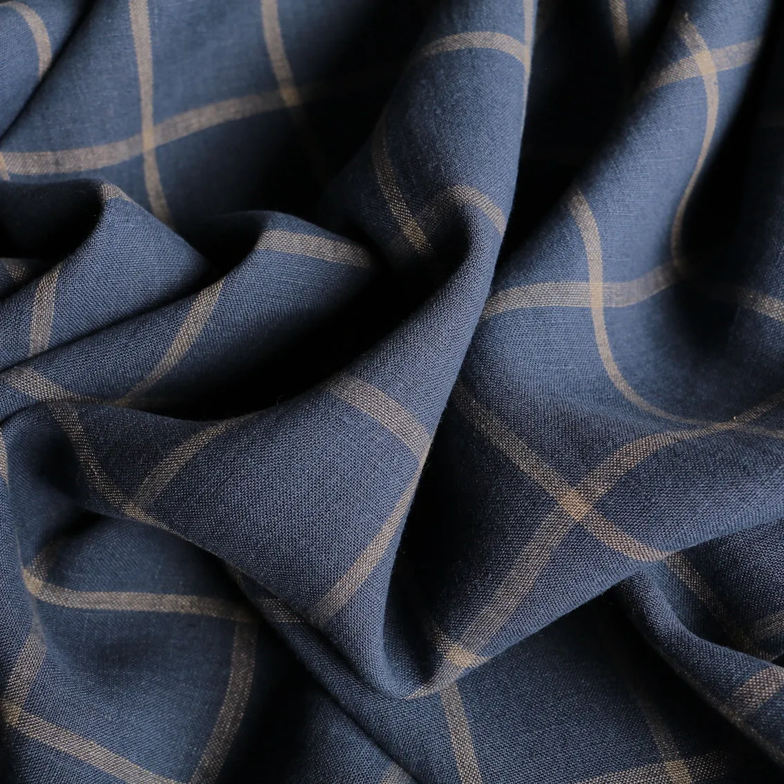 Check On Navy Linen