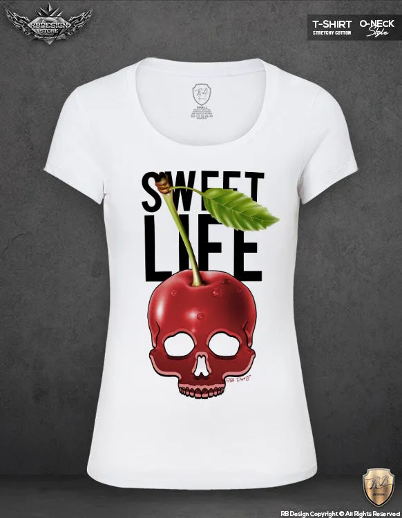 Cherry Skull Womens T-shirt Fun Sweet Life Ladies RB Design  Tank Top WD156