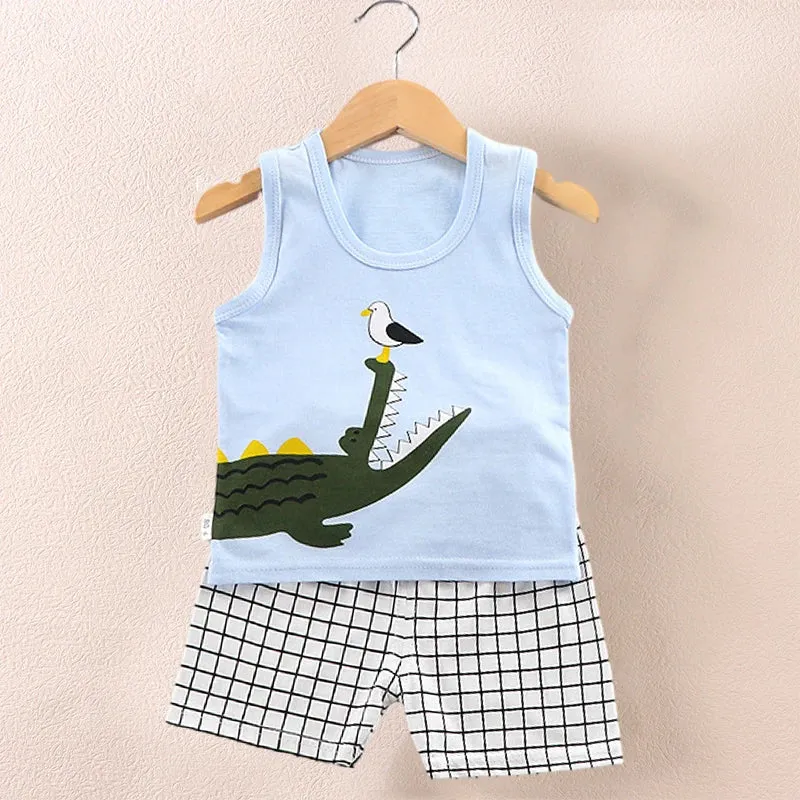 Children's Clothing Print Sleeveless Tops Shorts Cute Breathable Kids