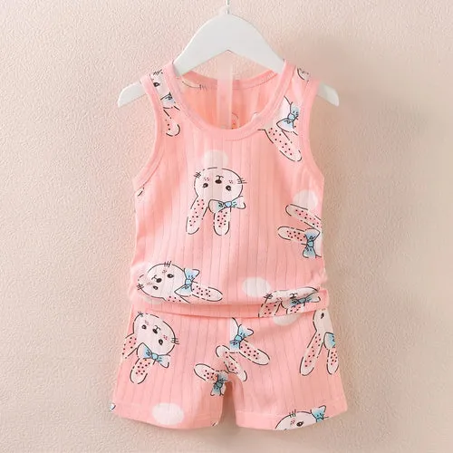 Children's Clothing Print Sleeveless Tops Shorts Cute Breathable Kids