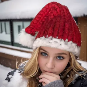 Christmas Red Knitted Santa Hat