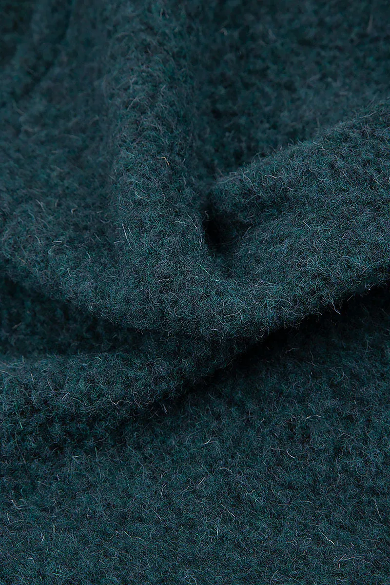 Collar Teal Plush Wool Cotton Shirt