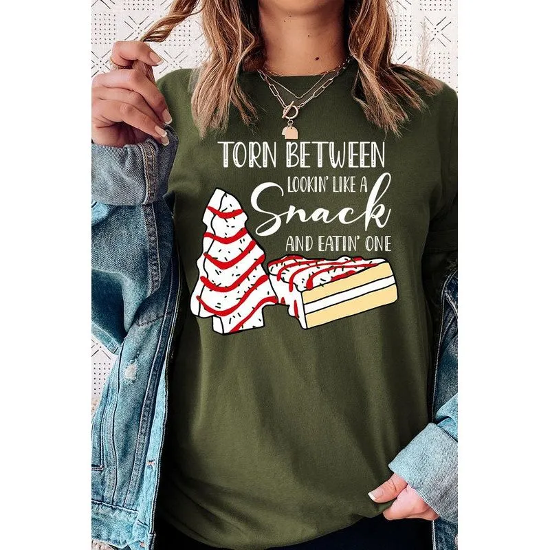 COLOR BEAR " Torn Between Lookin; like a snack or eatin' one" Christmas Humor Graphic Tee