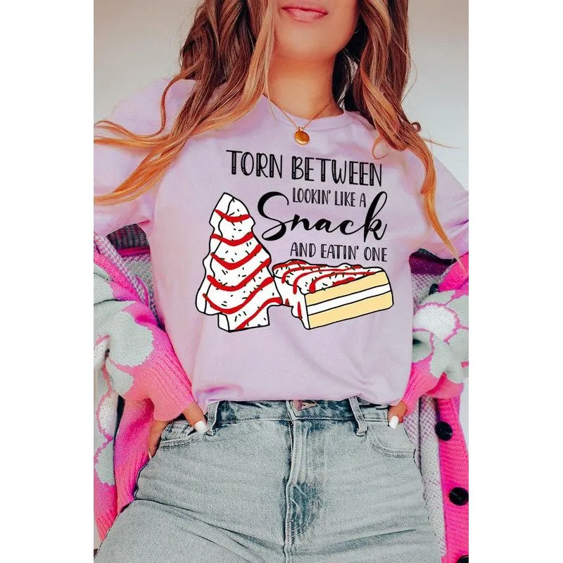 COLOR BEAR " Torn Between Lookin; like a snack or eatin' one" Christmas Humor Graphic Tee