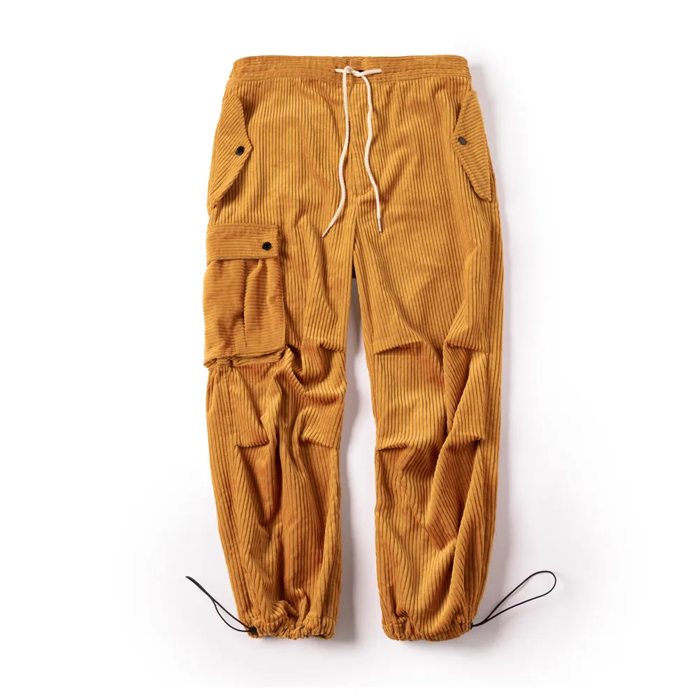 Corduroy Cargo Pants - Vibrant Contrast Wide Wale