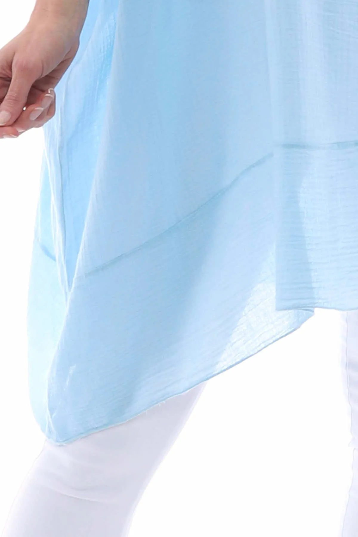 Denlia Cotton Tunic Light Blue