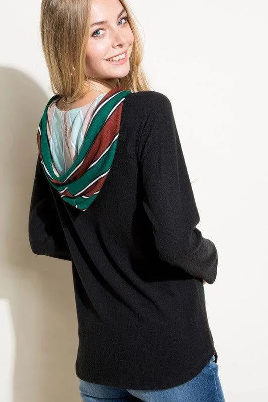 E Luna Stripe Mixed Sweatshirt