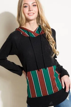 E Luna Stripe Mixed Sweatshirt