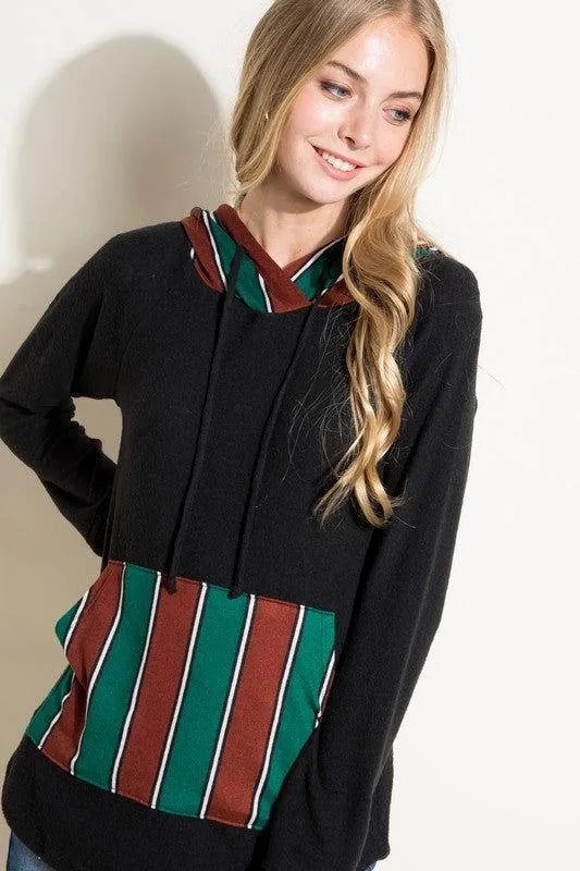 E Luna Stripe Mixed Sweatshirt