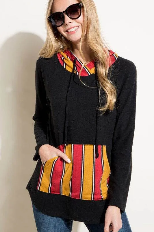 E Luna Stripe Mixed Sweatshirt