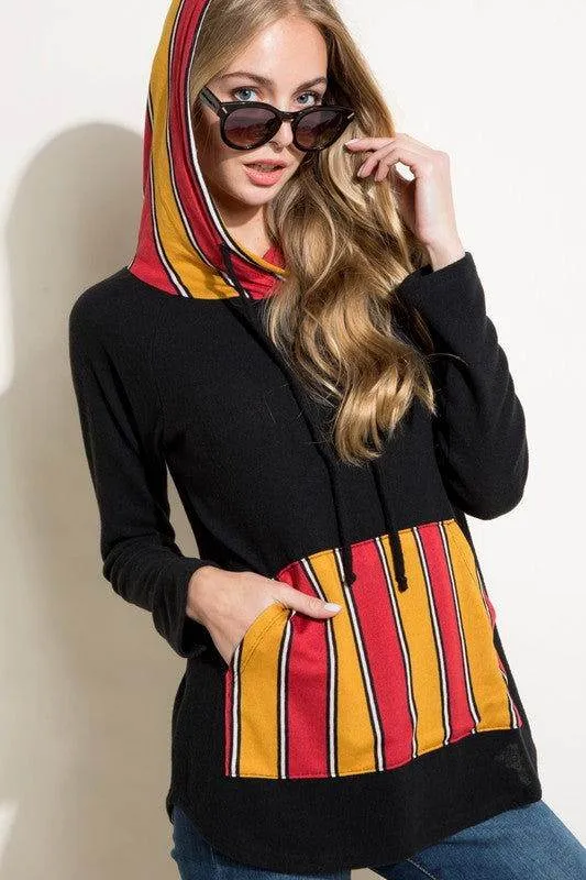 E Luna Stripe Mixed Sweatshirt