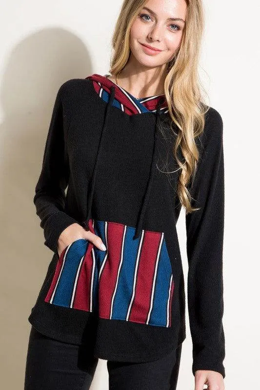 E Luna Stripe Mixed Sweatshirt