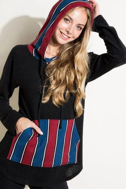 E Luna Stripe Mixed Sweatshirt