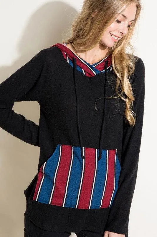 E Luna Stripe Mixed Sweatshirt