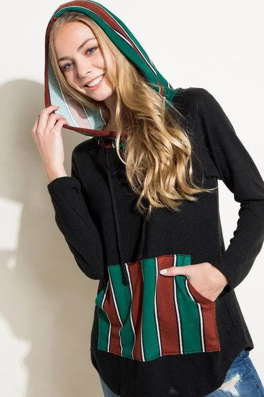 E Luna Stripe Mixed Sweatshirt