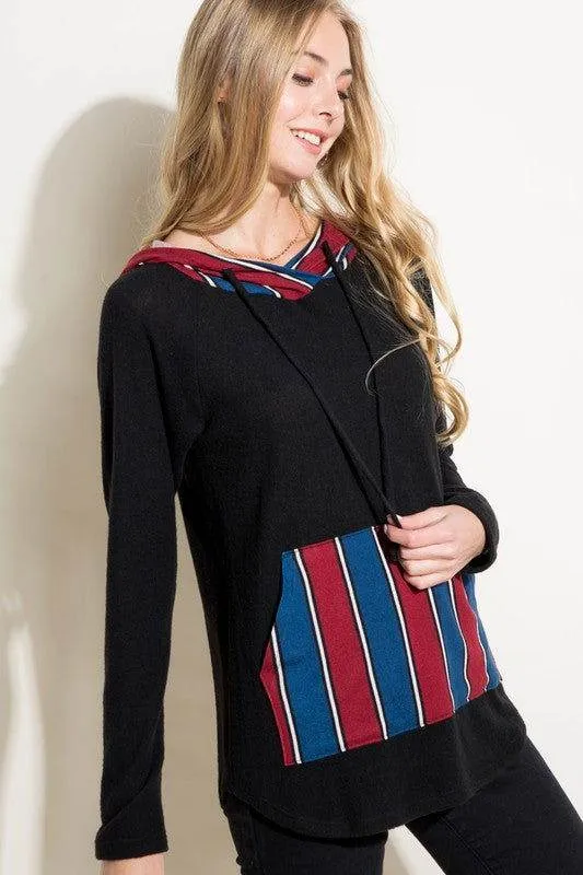 E Luna Stripe Mixed Sweatshirt