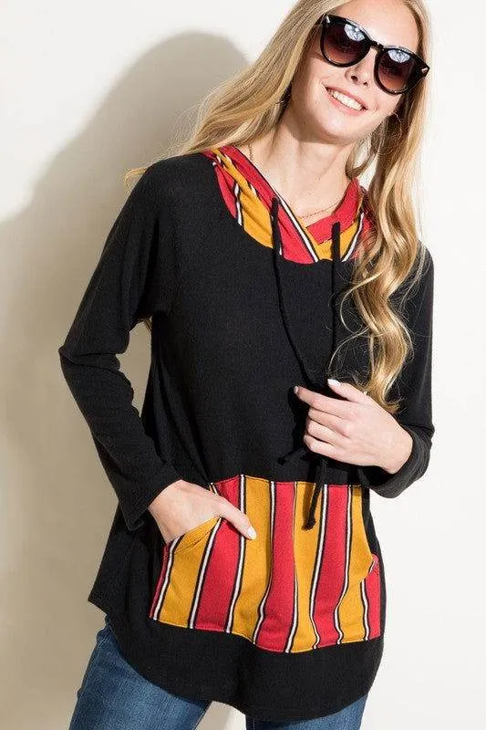 E Luna Stripe Mixed Sweatshirt