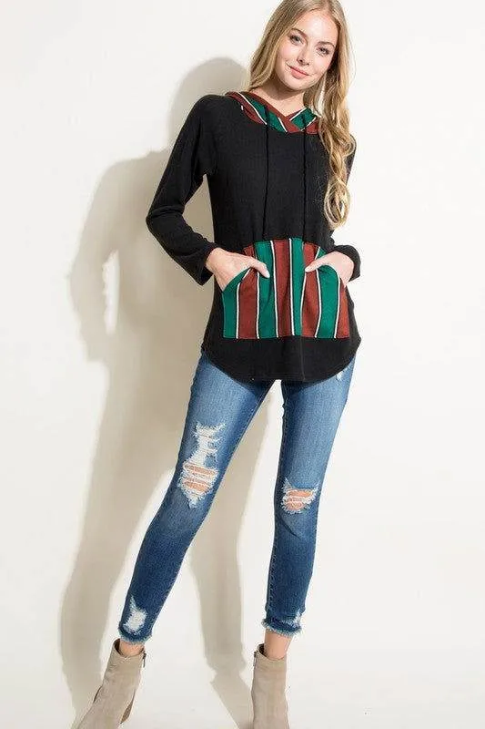 E Luna Stripe Mixed Sweatshirt