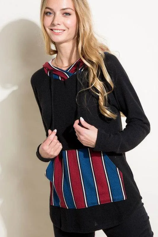 E Luna Stripe Mixed Sweatshirt