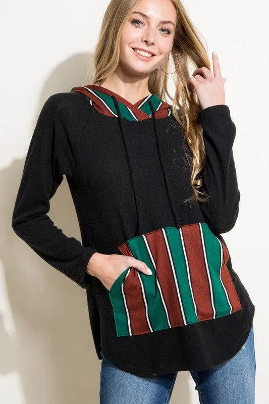 E Luna Stripe Mixed Sweatshirt