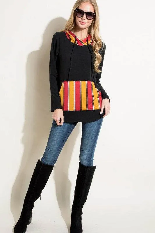 E Luna Stripe Mixed Sweatshirt