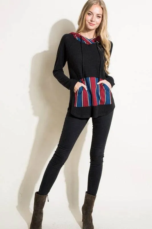 E Luna Stripe Mixed Sweatshirt