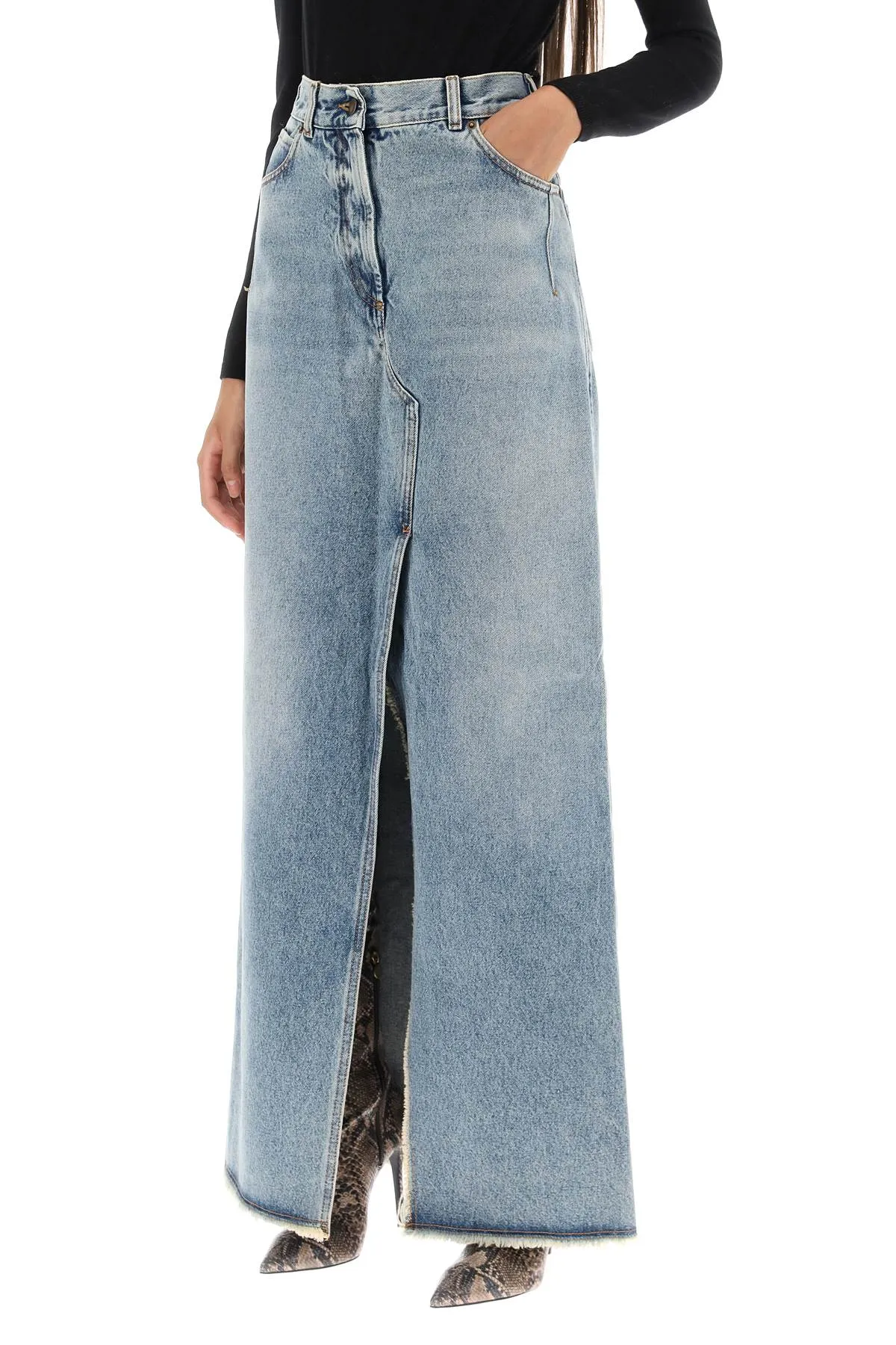 emma denim column skirt