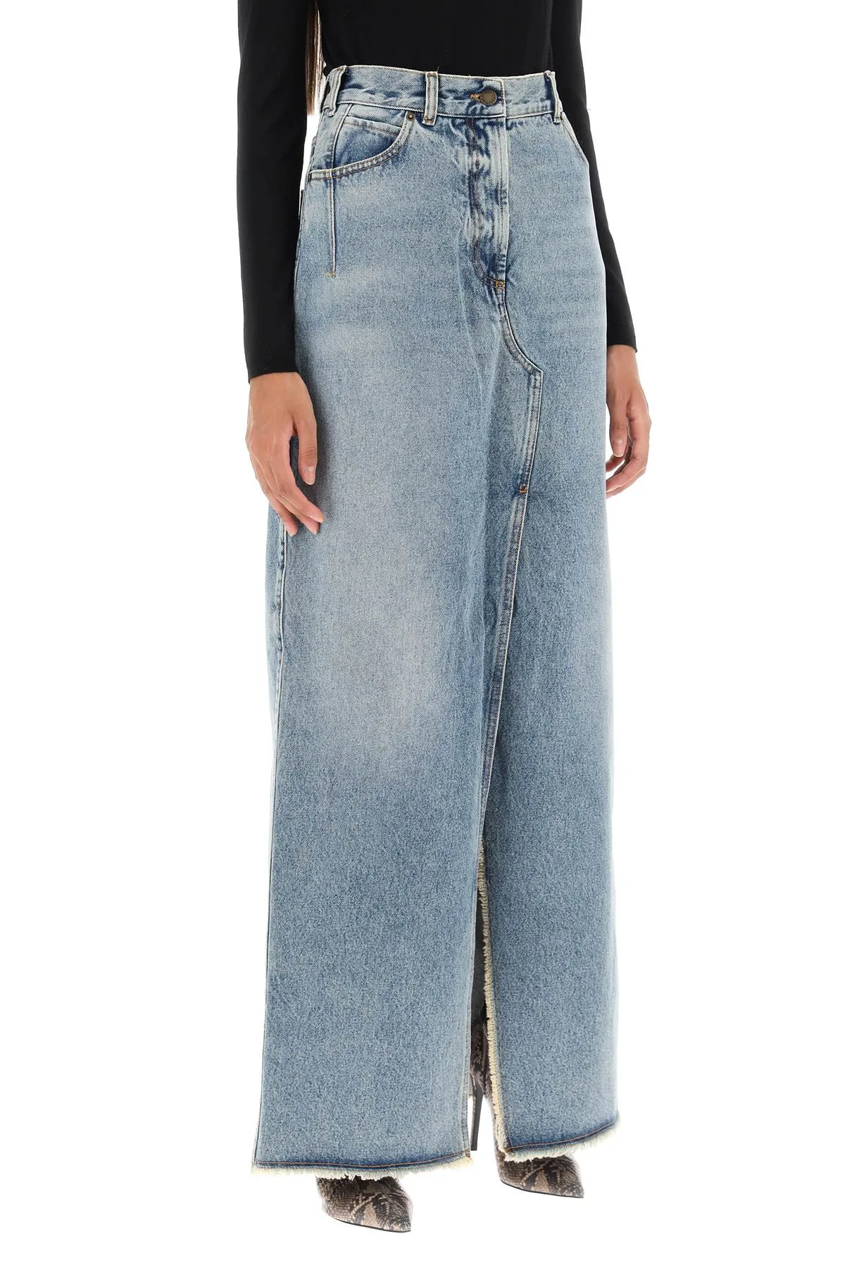 emma denim column skirt