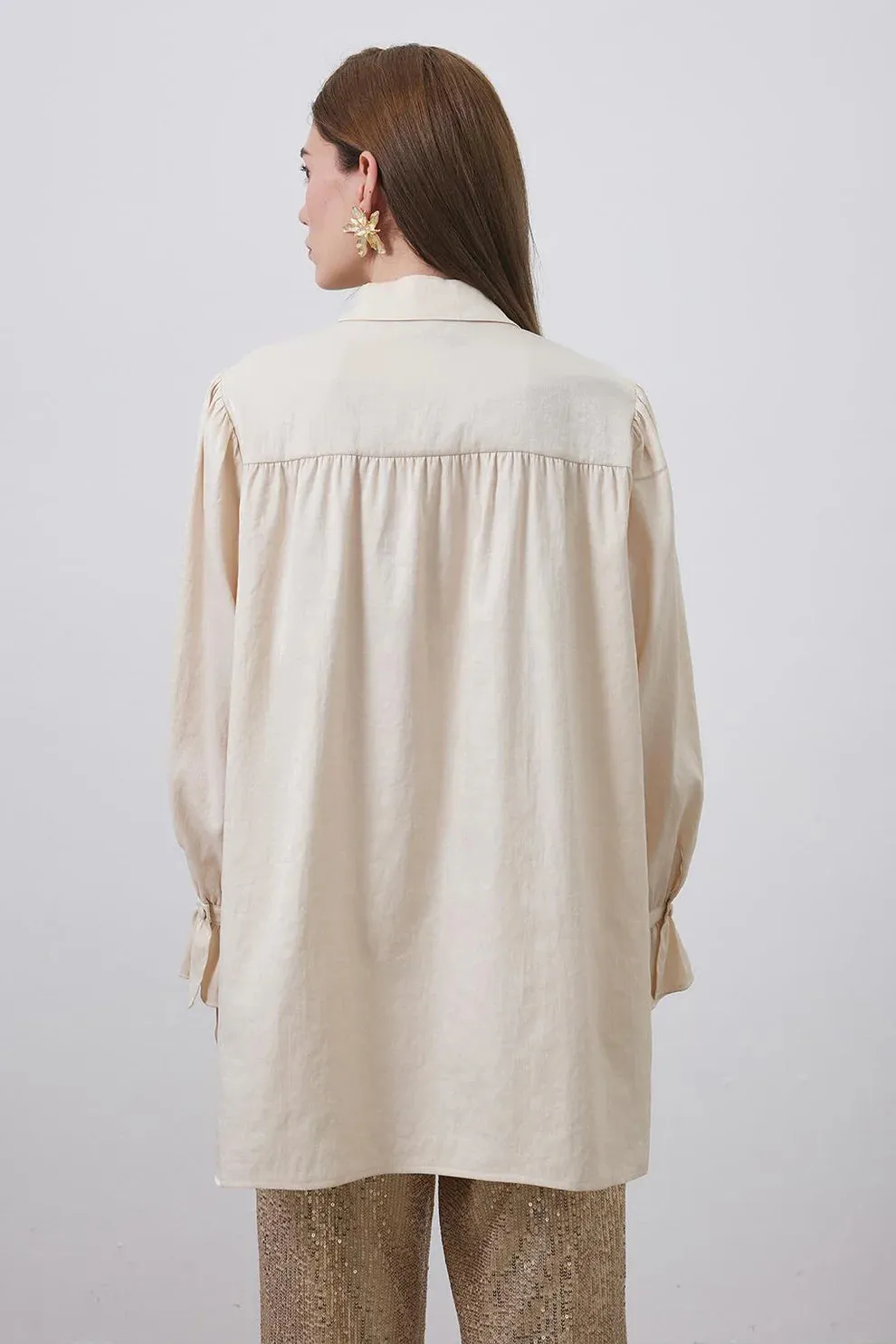 Eva Sleeve Detailed Shirt Beige