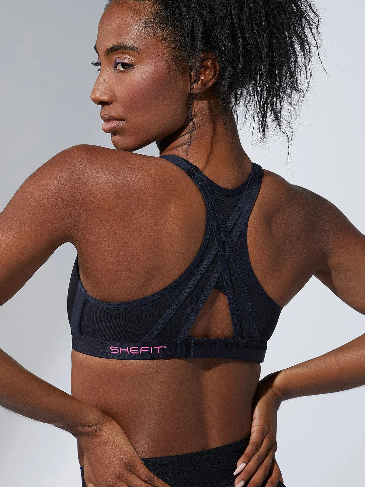 Exhilarate Sports Bra - Black and Pink