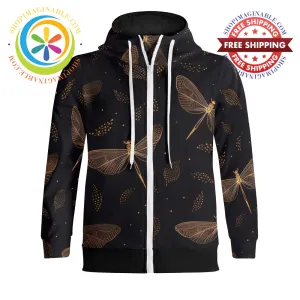 Fly Fly Dragonfly Full Zip Turtleneck Hoodie Streetwear