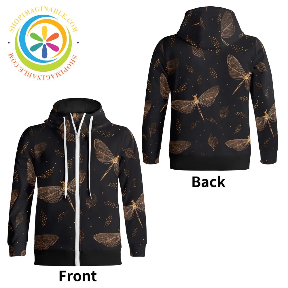 Fly Fly Dragonfly Full Zip Turtleneck Hoodie Streetwear